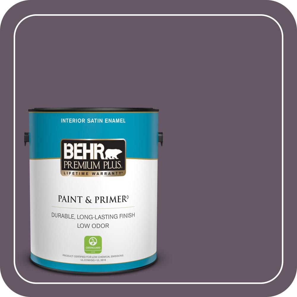 BEHR PREMIUM PLUS 1 gal. #PPU17-05 Preservation Plum Satin Enamel Low Odor Interior Paint & Primer