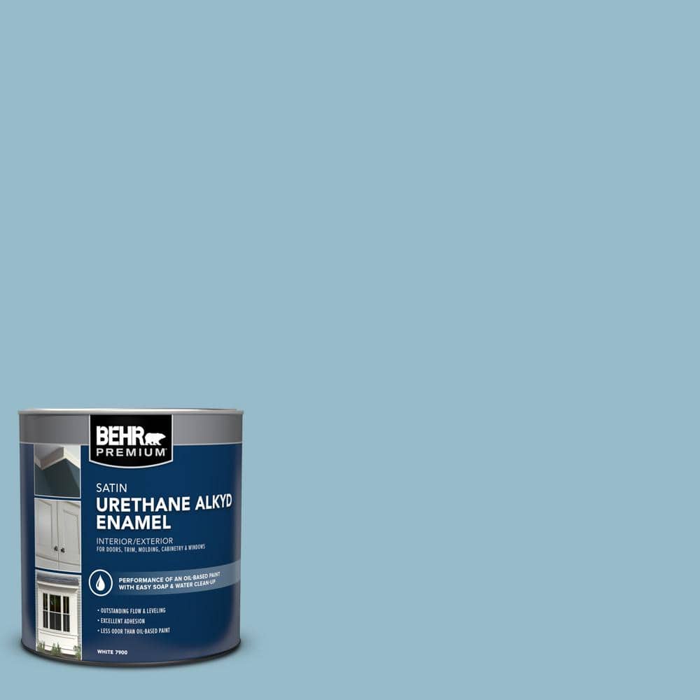 BEHR PREMIUM 1 qt. #S480-3 Sydney Harbor Satin Enamel Urethane Alkyd Interior/Exterior Paint (1)
