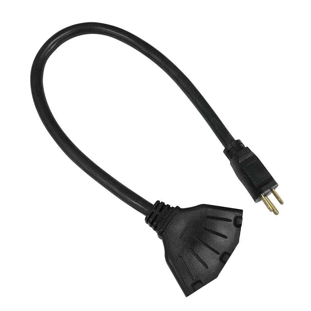 HDX 2 ft. 14/3 Medium Duty Indoor/Outdoor Adaptor Cord with Multiple Outlet Triple Tap End, Black (3)