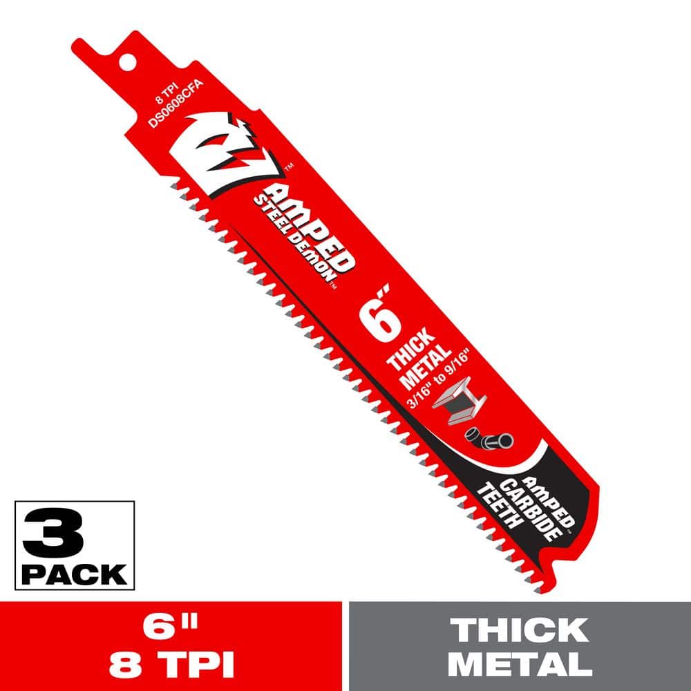 DIABLO 6 in. 8 TPI AMPED Steel Demon Carbide Teeth Reciprocating Saw Blades for Thick Metal