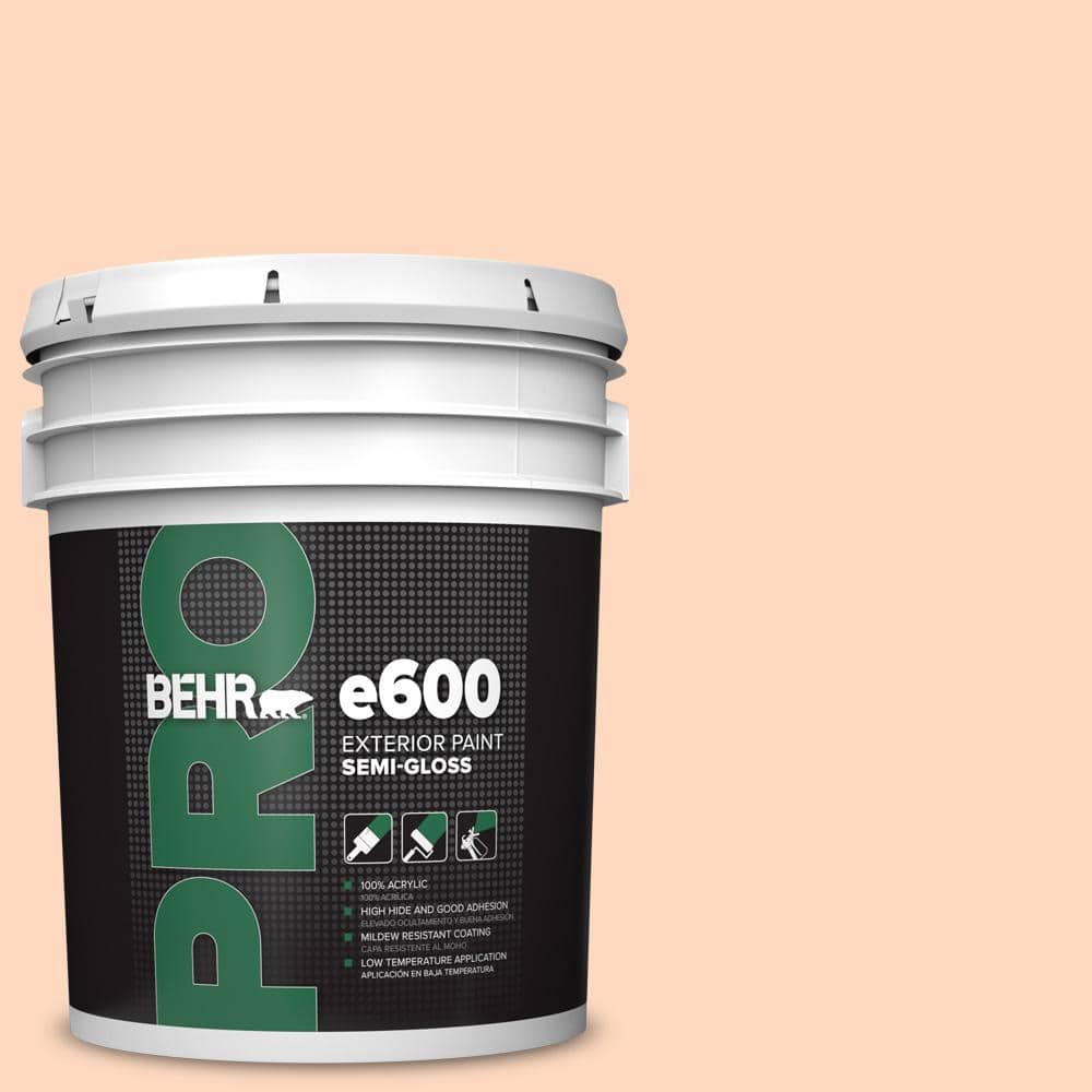 BEHR PRO 5 gal. #240A-2 Sunkissed Peach Semi-Gloss Exterior Paint