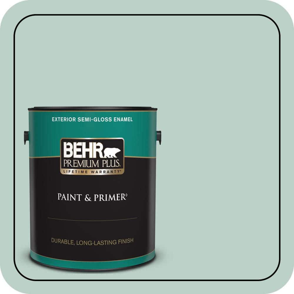 BEHR PREMIUM PLUS 1 gal. #S420-2 Moon Glass Semi-Gloss Enamel Exterior Paint & Primer