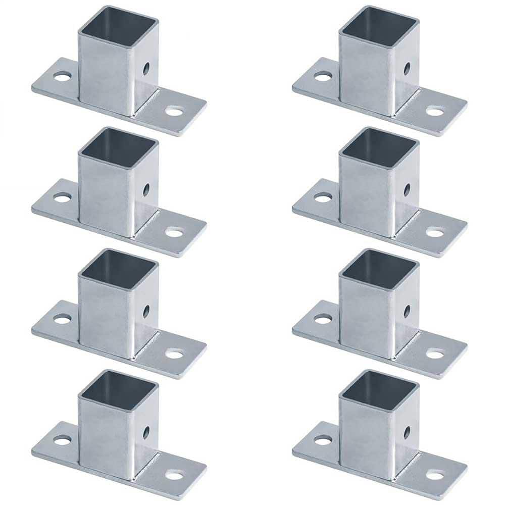 Afoxsos 1-1/4 Square Tube Fittings with Plate Square Post Flange Base for Deck Rail Low Carbon Steel Electro-Galvanized 8 Pack (3)