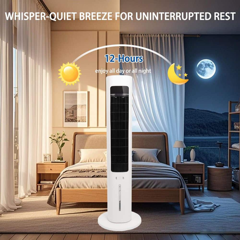 TMWINGS 41 in. 3-Speed Evaporative Air Cooler in White, Quiet Swamp Coolers with 3, 70° Oscillation Equipped Aroma Box (3)