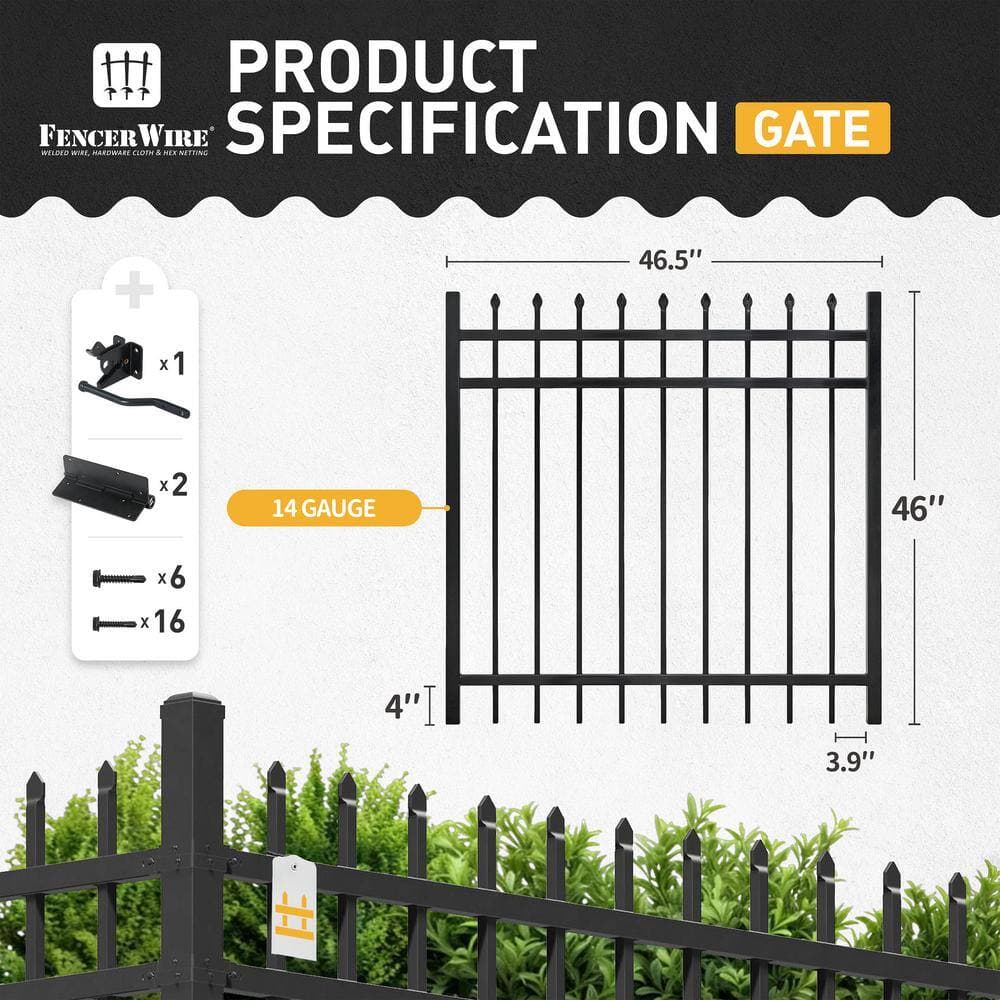 Fencer Wire 4 ft. x 4 ft. Pointed Pinnacle Anti-Rust Metal Fence Gate, Decorative Garden Gate (Pack of 5) (3)