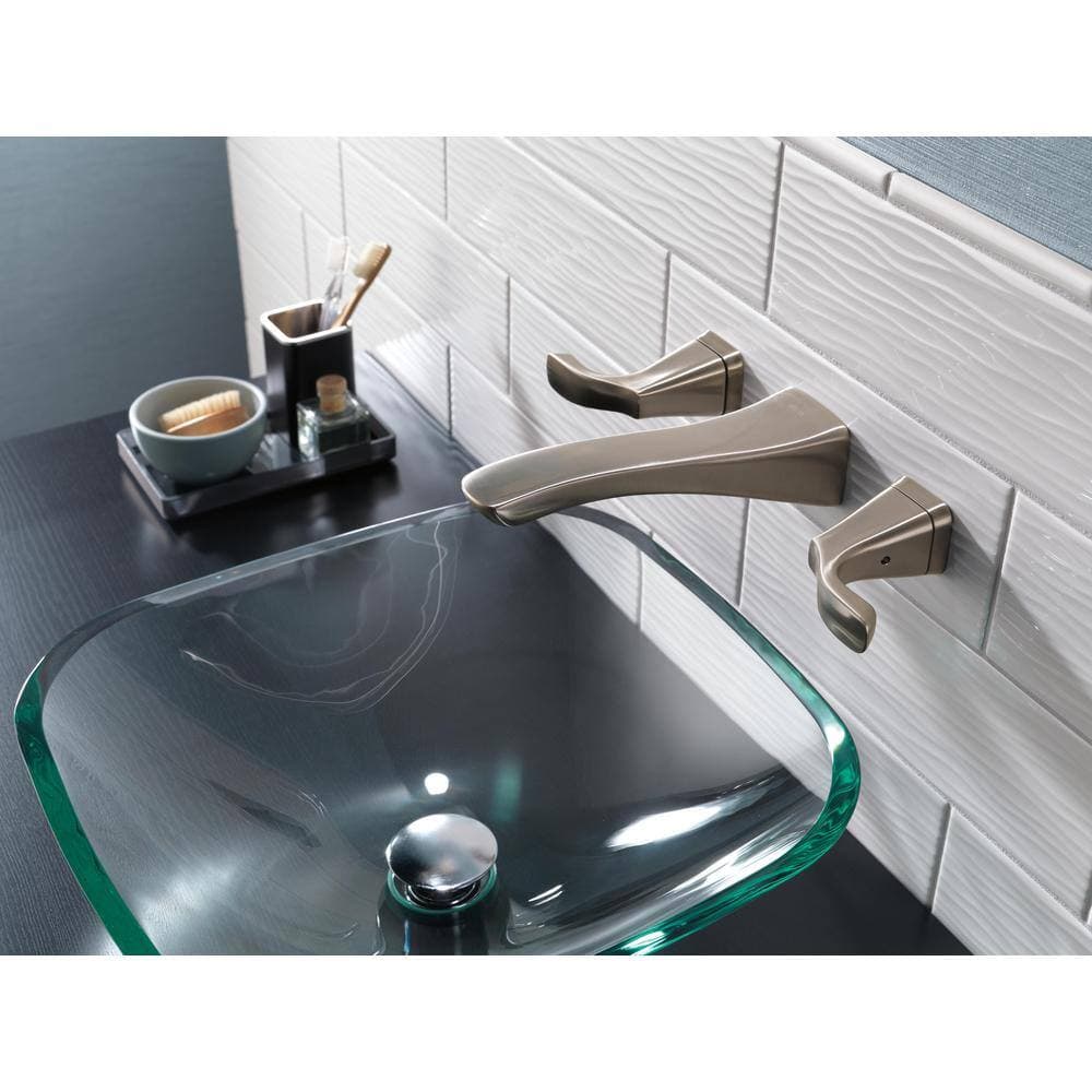 Delta Tesla 2-Handle Wall Mount Bathroom Faucet Trim Kit in Stainless (Valve Not Included) (3)