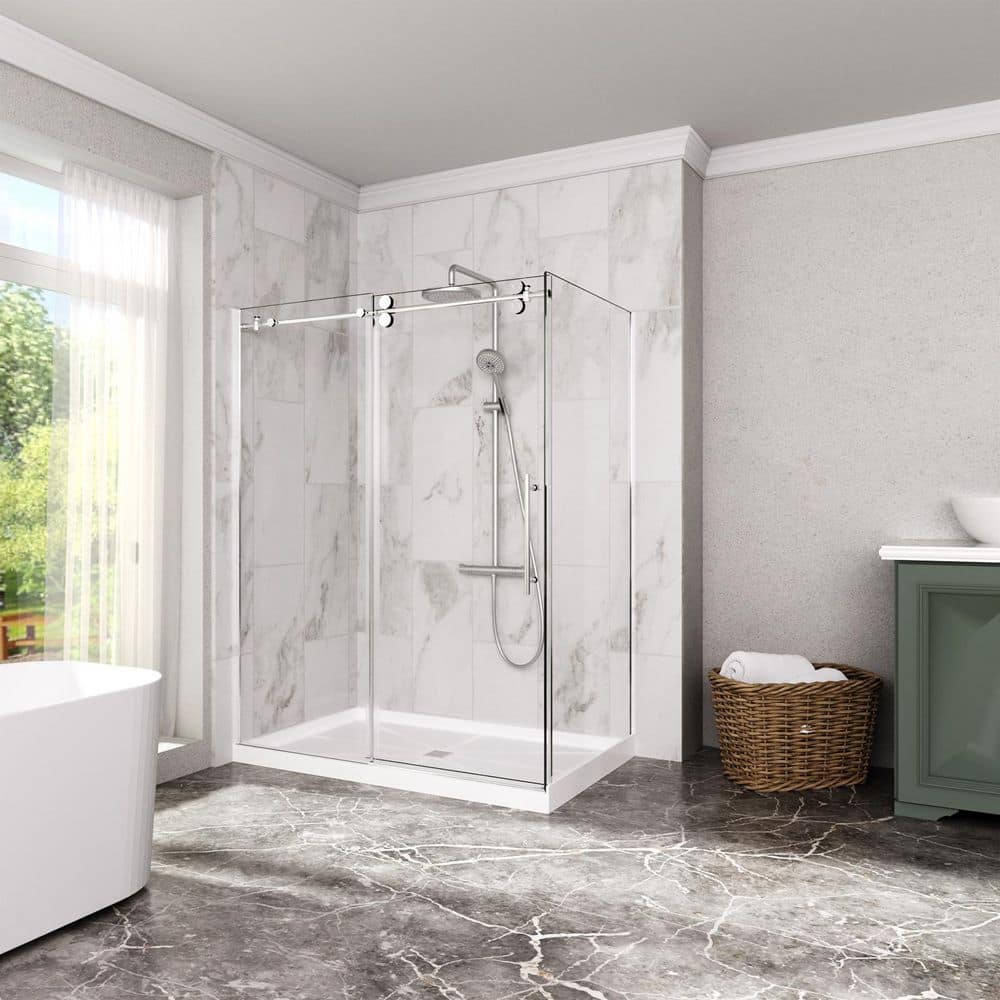 ACE DECOR 60 in. 34 in. Single Threshold Alcove Anti-Slip Shower Pan Base with Drain (3)