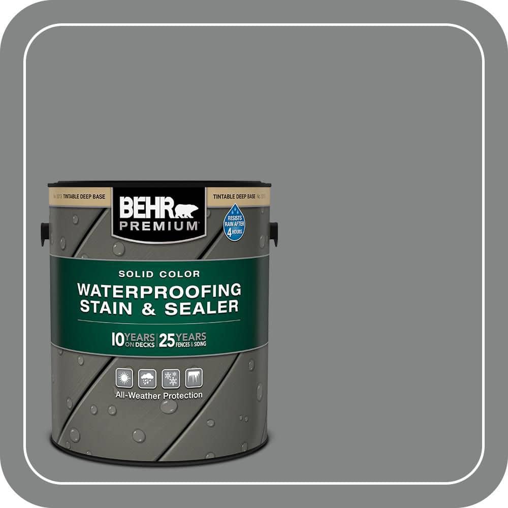 BEHR PREMIUM 1 gal. #PFC-63 Slate Gray Solid Color Waterproofing Exterior Wood Stain and Sealer