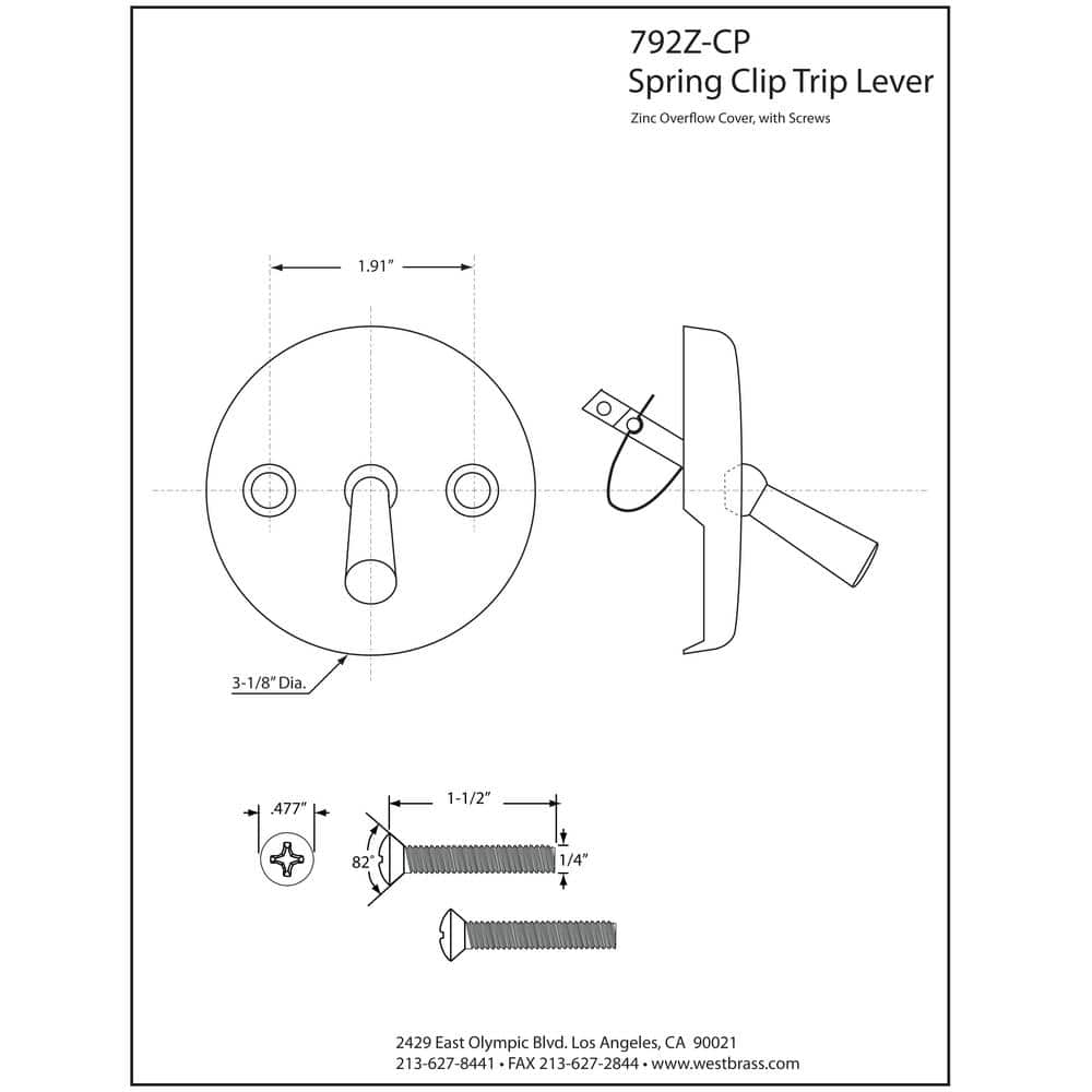 Westbrass Trip Lever Overflow Faceplate in Polished Chrome (2)