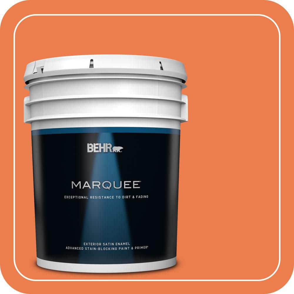 BEHR MARQUEE 5 gal. #P200-6 Sizzling Sunset Satin Enamel Exterior Paint & Primer