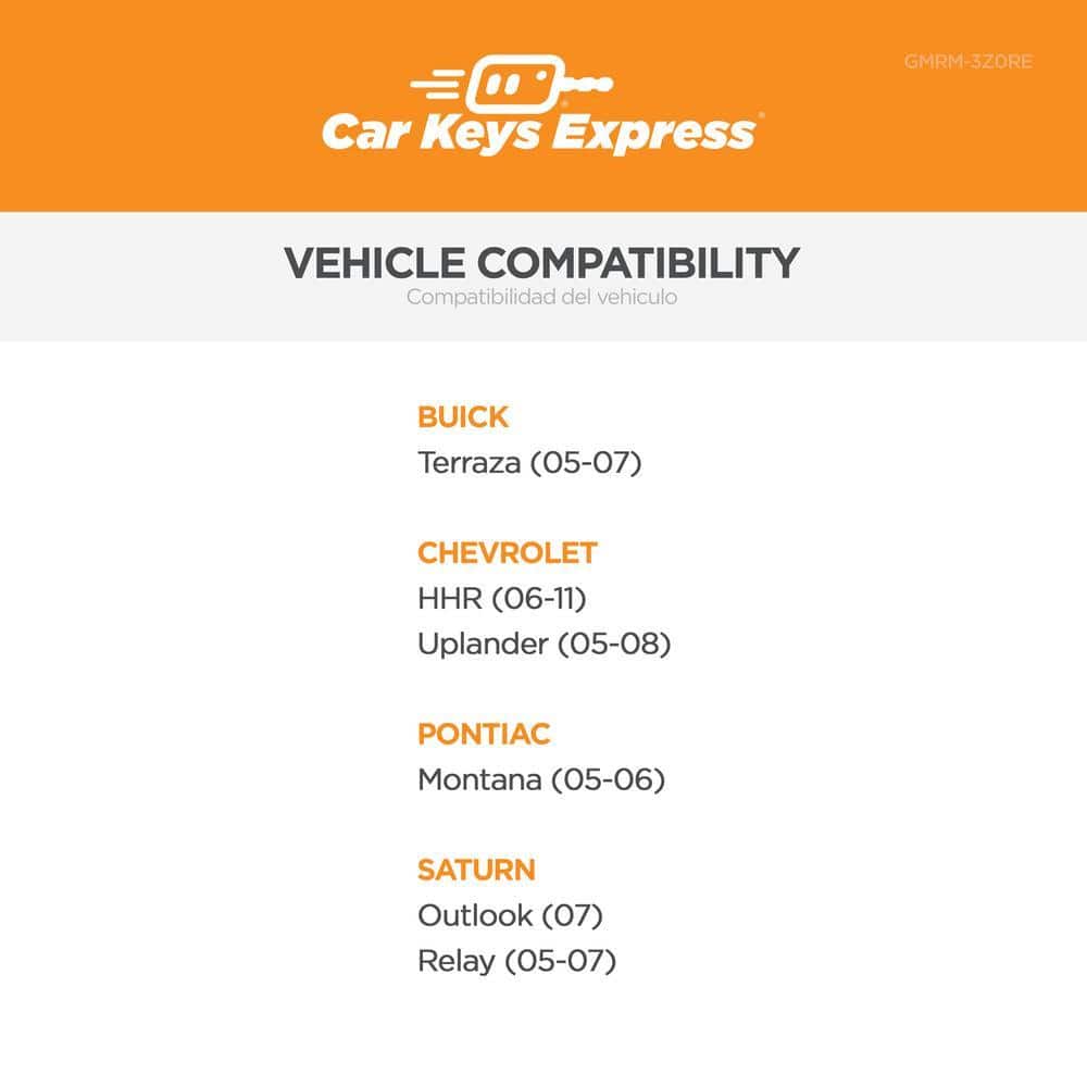 Car Keys Express Replacement GM Remote-3 Buttons (Lock, Unlock, and Panic) Includes programming device (3)