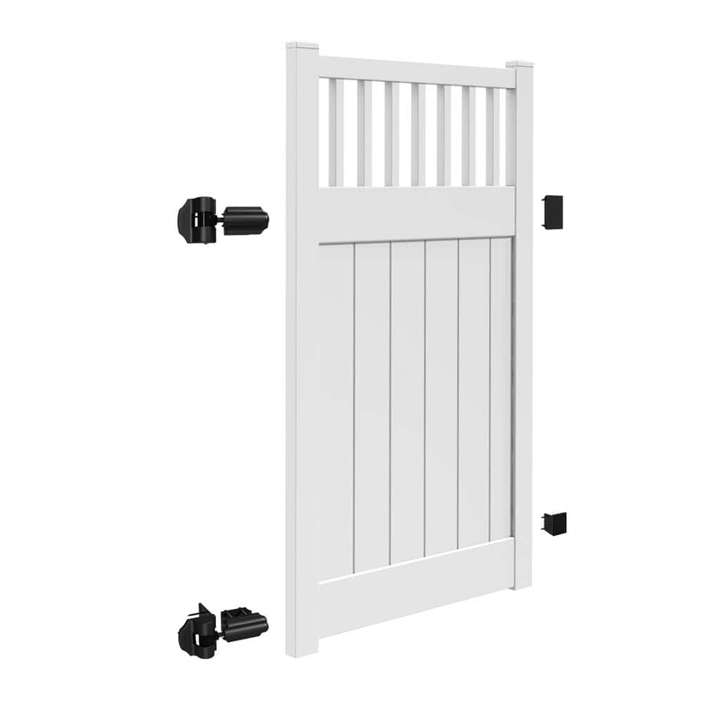 Barrette Outdoor Living Rainier 4 ft. x 6 ft. White Vinyl Closed Picket Fence Gate (2)