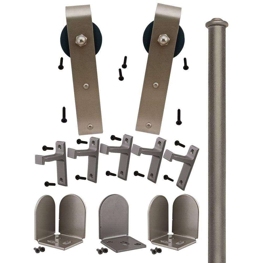 Quiet Glide 1-1/2 in. - 2-1/4 in. Hook Satin Nickel Rolling Door Hardware Kit