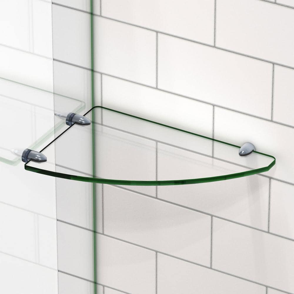 DreamLine 12 in. 8 in. Corner Glass Shelf Brushed Nickel (4)
