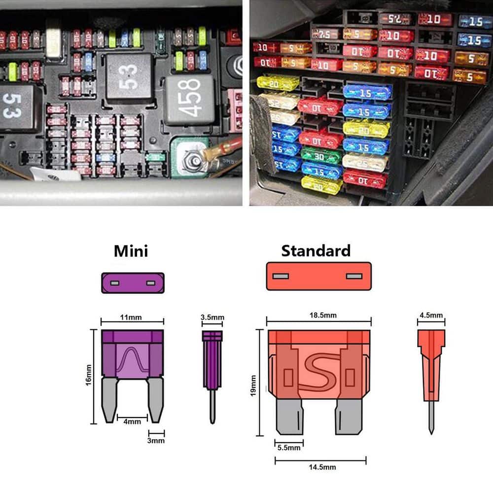 OBJLGEV 140 Pcs-Volt Blade Plug Connector Automotive Grounding Fuse Assortment, Standard & Mini, 140-Pack (3)
