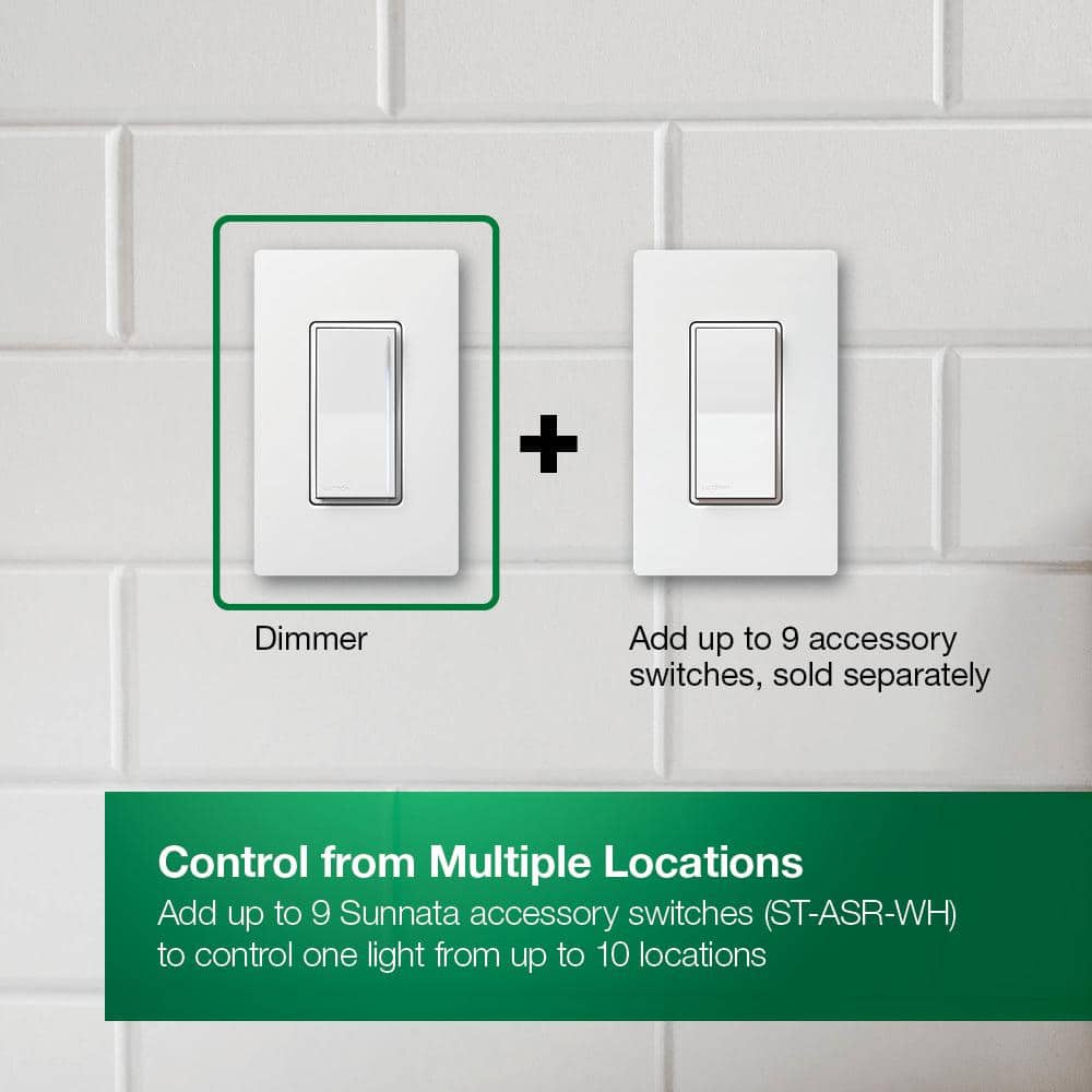 Lutron Sunnata Touch Dimmer Switch w/Wallplate, for LED Bulbs, 150W/3 Way or Multi Location, (STCL-6PKMRW-WH) (4)
