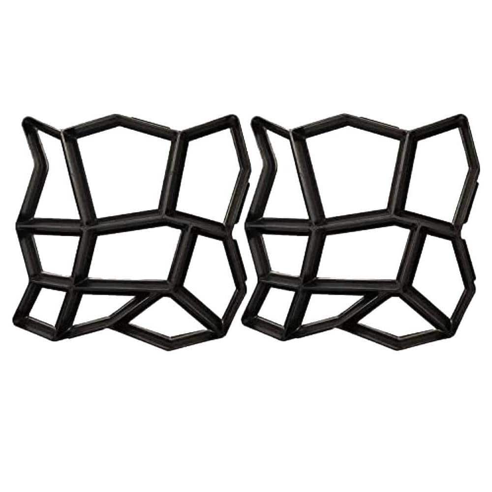 KIWDZFU 16.9 x 16.9 x 1.57 in. Concrete Molds and Forms Reusable DIY Stepping Stone Cement Paver Walkways Mold 2-Pack (1)
