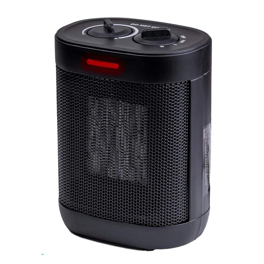 Comfort Zone 1000W 8 in. Black Indoor Electric Fan-Forced Ceramic Space Heater with Adjustable Thermostat and Fan only Setting (1)