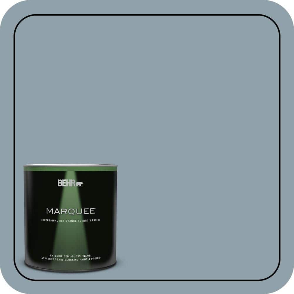 BEHR MARQUEE 1 qt. #N480-4A Dusty Denim Semi-Gloss Enamel Exterior Paint and Primer
