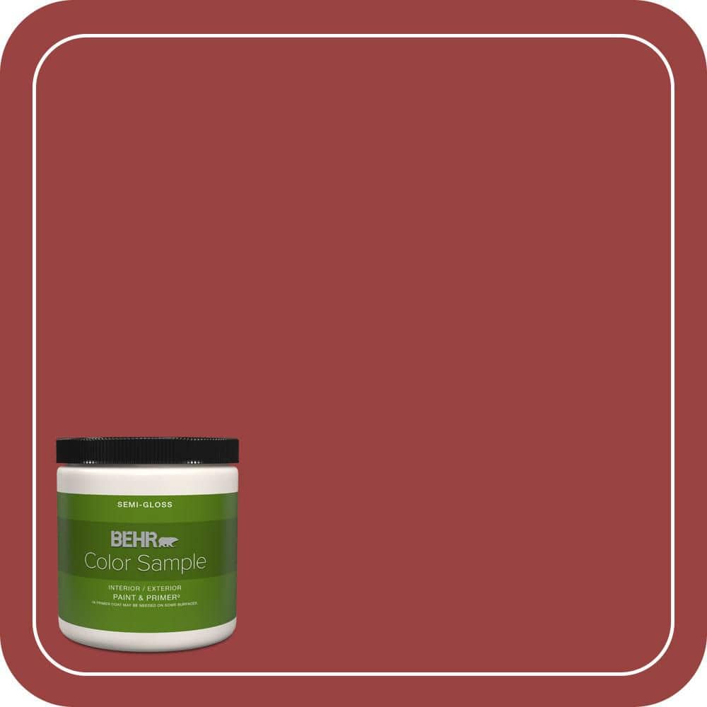 BEHR PREMIUM PLUS 8 oz. #MQ1-10 Red My Mind Semi-Gloss Interior/Exterior Paint & Primer Color Sample