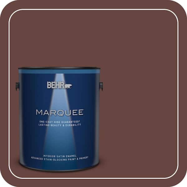 BEHR MARQUEE 1 gal. #S-G-730 Tawny Port Satin Enamel Interior Paint & Primer (2)