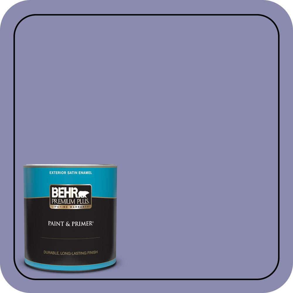 BEHR PREMIUM PLUS 1 qt. #M550-5 Violet Aura Satin Enamel Exterior Paint & Primer