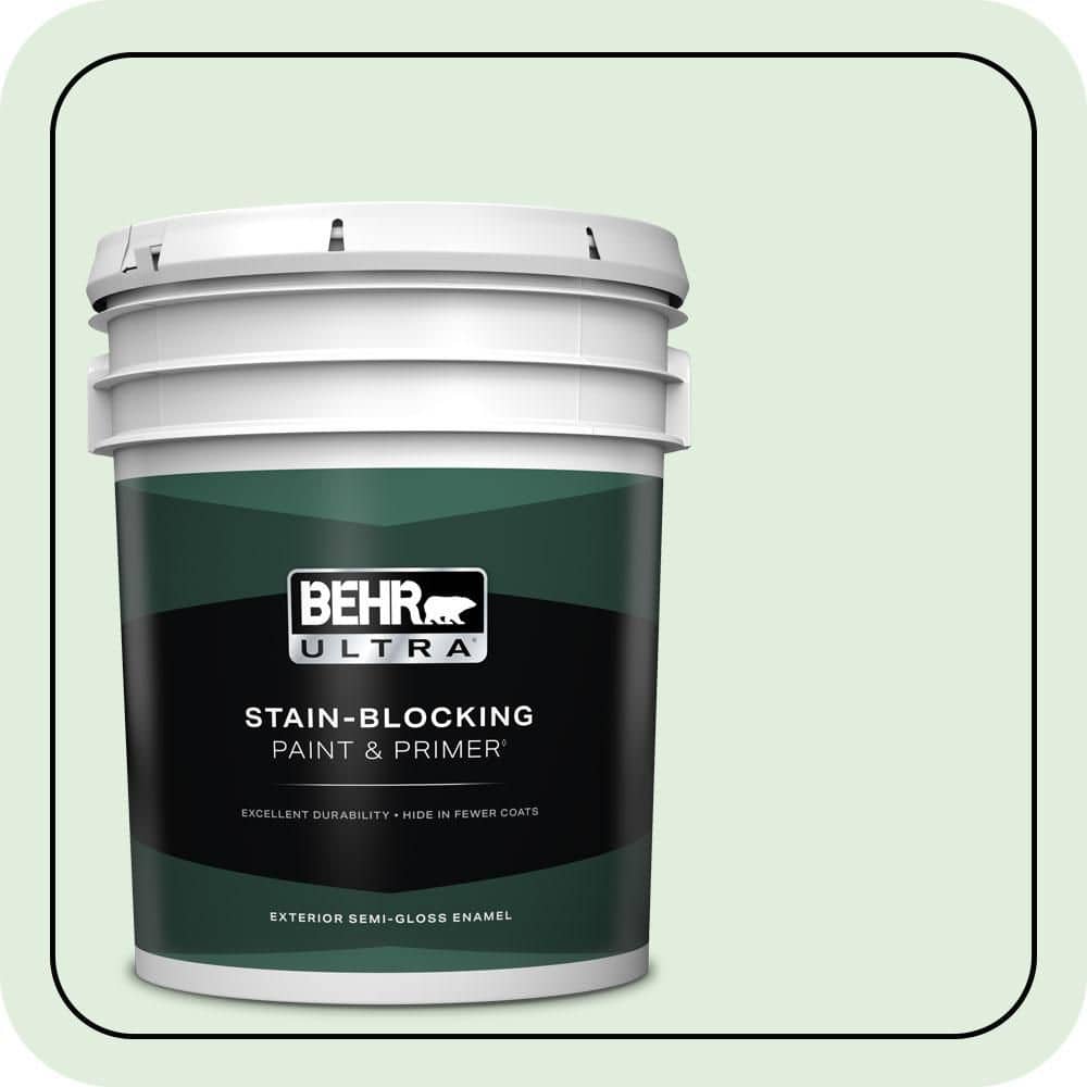 BEHR ULTRA 5 gal. #460C-2 Spearmint Stick Semi-Gloss Enamel Exterior Paint & Primer
