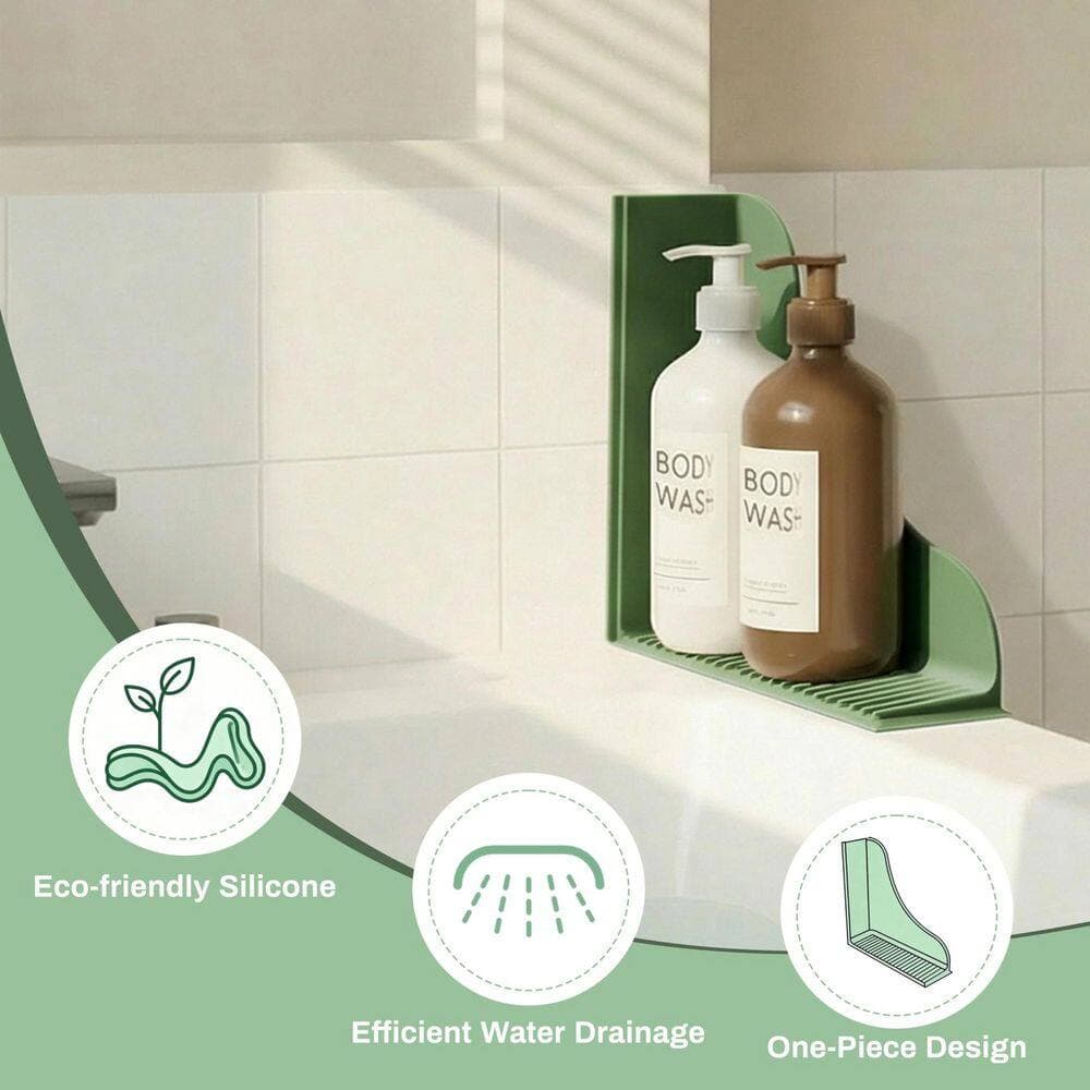 Anqtovp 2-Pack Silicone Shower Splash Guard Olive Green Bath Accessory Type Strong Suction Cups Reusable Leak-Proof (3)