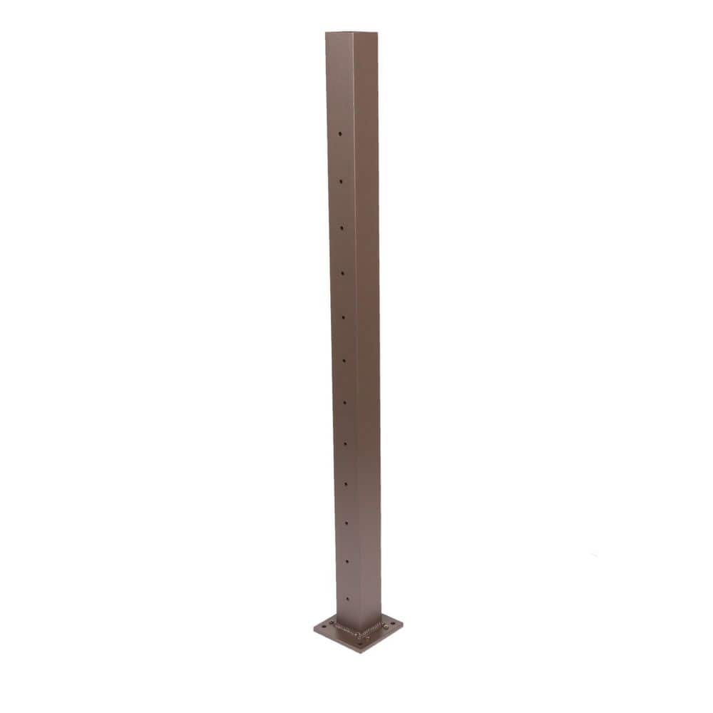 Deckorators Cable Rail 2-1/2 in. x 2-1/2 in. x 44 in. Weathered Brown Aluminum End Post for Cable Railing System (3)