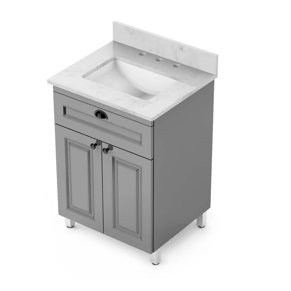 Winette 25 in. W 22 in. D Engineered Stone Composite Vanity Top with White Rectangular Single Sink (2)