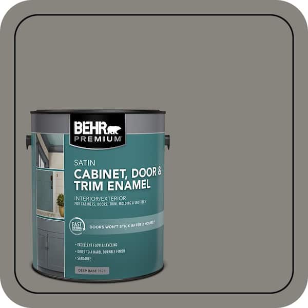 BEHR PREMIUM 1 gal. #PPU24-07 Barnwood Gray Satin Enamel Interior/Exterior Cabinet, Door & Trim Paint (2)