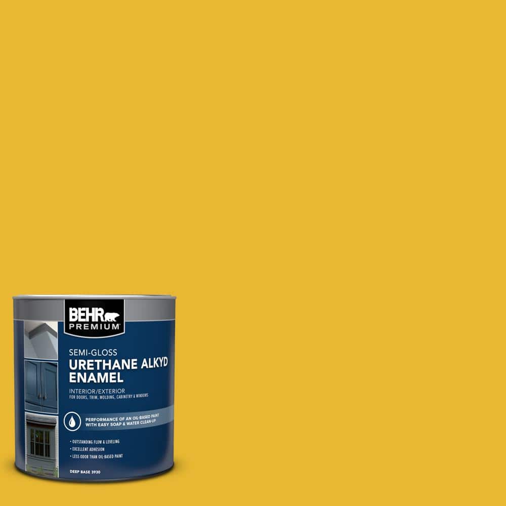 BEHR PREMIUM 1 qt. #OSHA-6 OSHA SAFETY YELLOW Semi-Gloss Enamel Urethane Alkyd Interior/Exterior Paint (1)