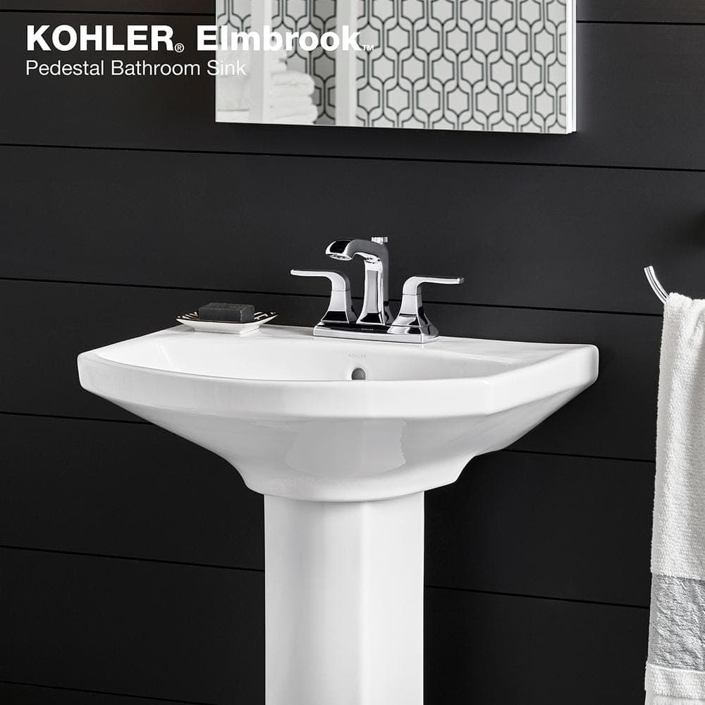 KOHLER Elmbrook 22.8 in. x 18.88 in. Pedestal Bathroom Sink in White Vitreous China