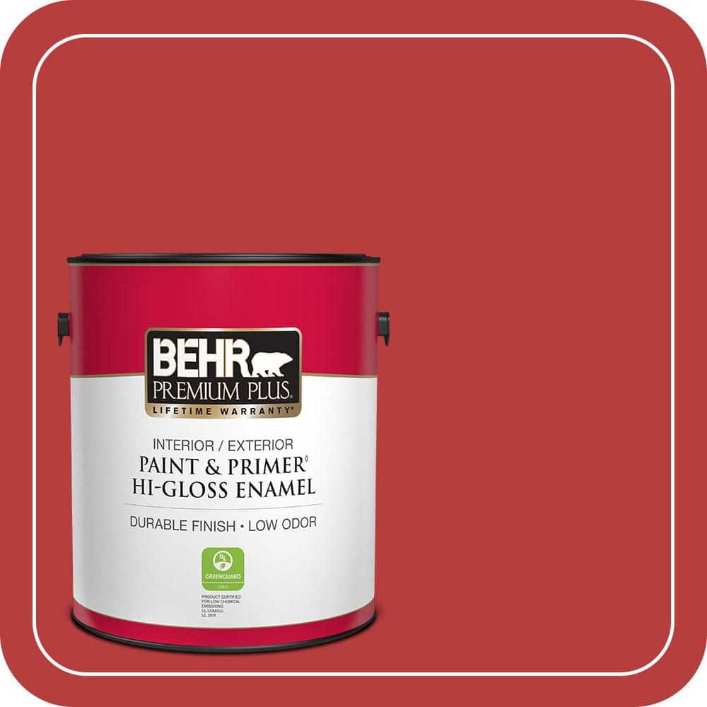 BEHR PREMIUM PLUS 1 gal. #S-G-170 Licorice Stick Hi-Gloss Enamel Interior/Exterior Paint & Primer