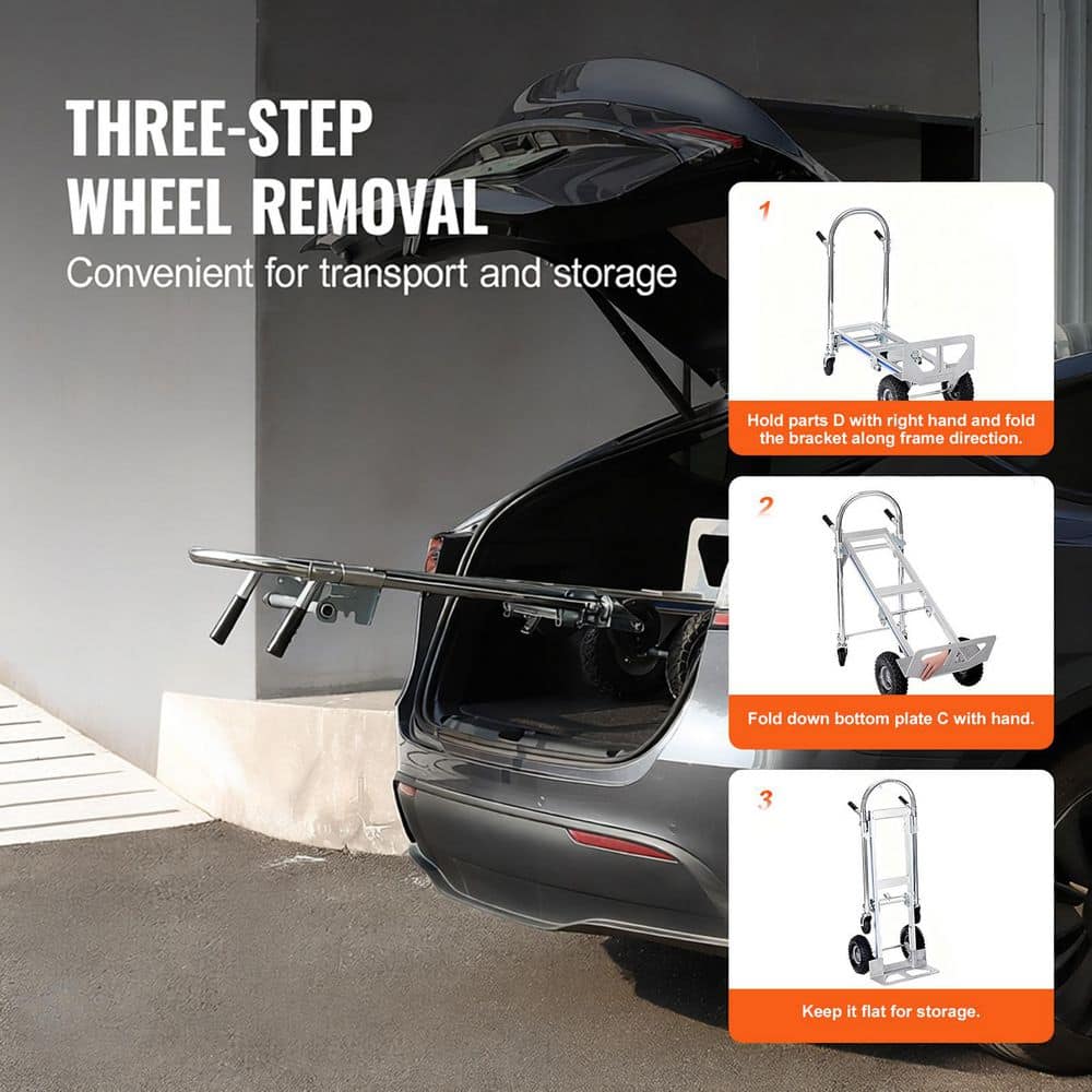 SKYSHALO Aluminum Hand Truck, 2 in 1, 800 lbs. Load Capacity, Heavy Duty Industrial Convertible Folding Hand Truck 2025 update (2)