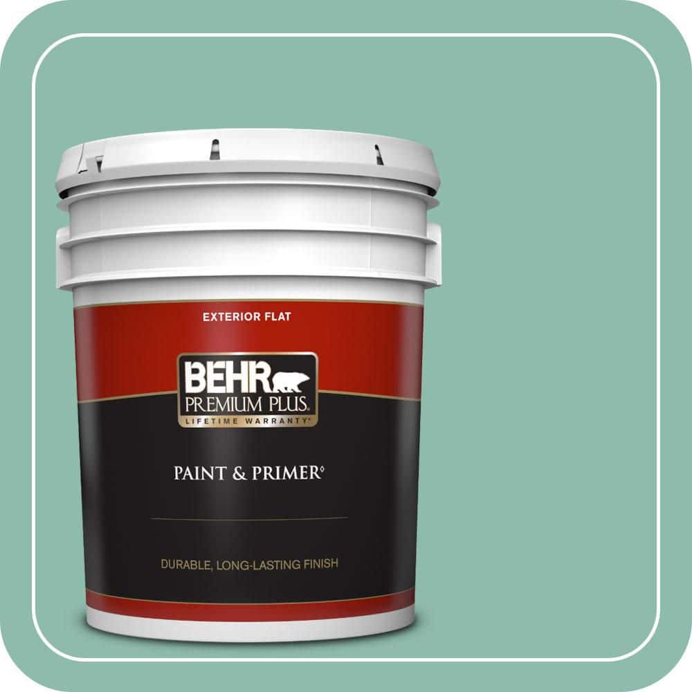 BEHR PREMIUM PLUS 5 gal. #MQ6-37 Mild Evergreen Flat Exterior Paint & Primer
