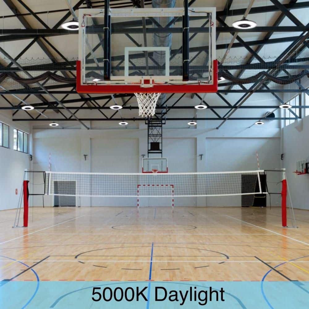 Commercial Electric 12 in. 12000 Lumen Round Black LED High Bay Light, 5000K, Thin Profile, 120-277V, Hardwire or Plug-in, Garage Light (3)
