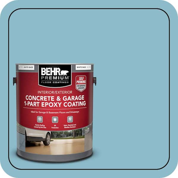 BEHR PREMIUM 1 gal. #S460-3 Blue Echo Self-Priming 1-Part Epoxy Satin Interior/Exterior Concrete and Garage Floor Paint (2)