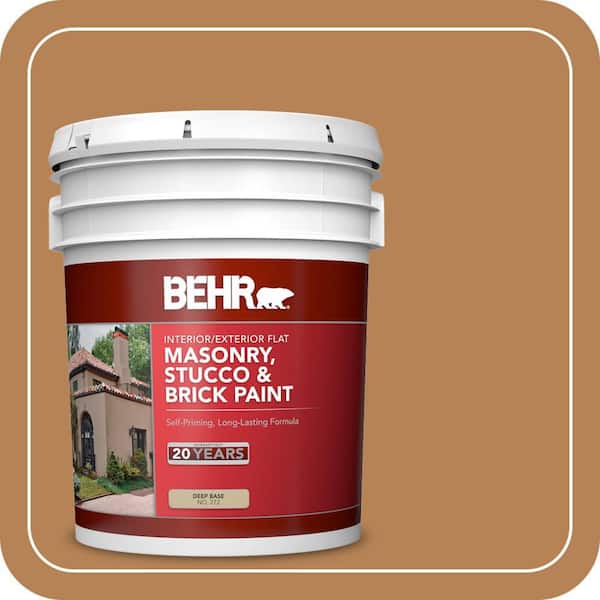 BEHR 5 gal. #S250-5 Roasted Cashew Flat Interior/Exterior Masonry, Stucco and Brick Paint (2)