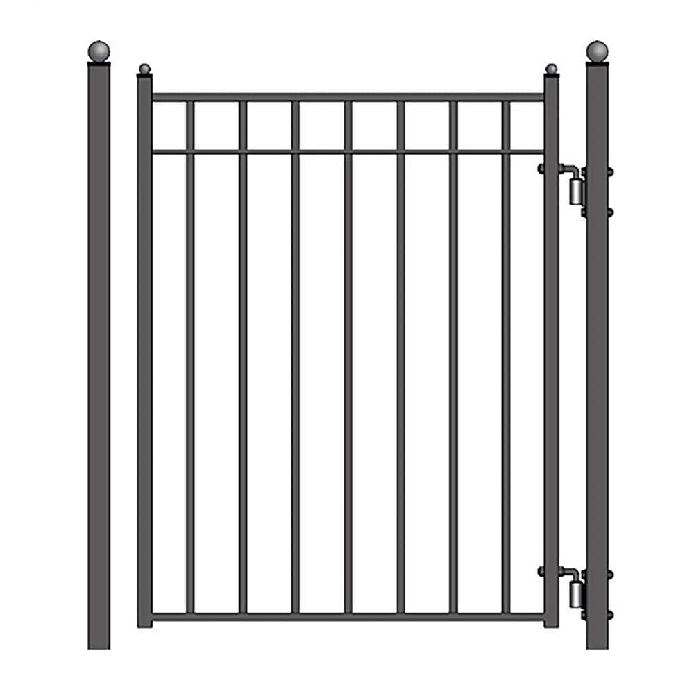ALEKO 25 ft. x 6 ft. Black Steel Single Sliding Driveway Gate Madrid Style 20 ft. with Pedestrian Gate 5 ft. Fence Gate (3)