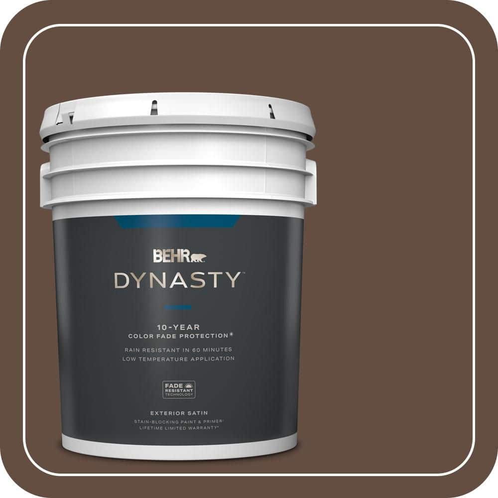 BEHR DYNASTY 5 gal. #S-G-760 Chocolate Coco Satin Enamel Exterior Stain-Blocking Paint & Primer