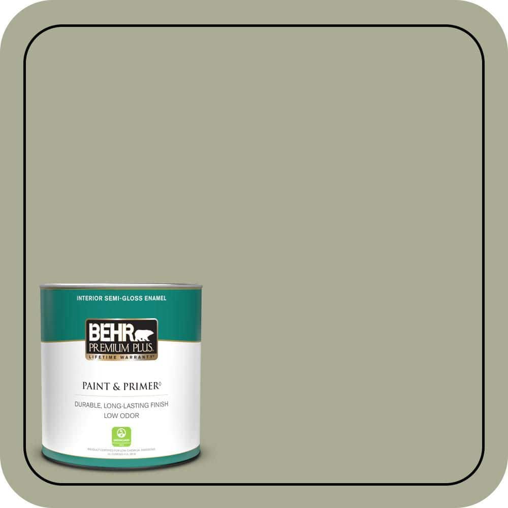 BEHR PREMIUM PLUS 1 qt. #S380-4 Bay Water Semi-Gloss Enamel Low Odor Interior Paint & Primer