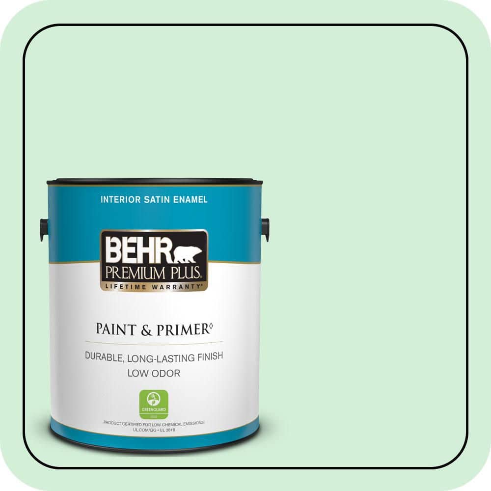 BEHR PREMIUM PLUS 1 gal. #460A-2 Tropical Dream Satin Enamel Low Odor Interior Paint & Primer