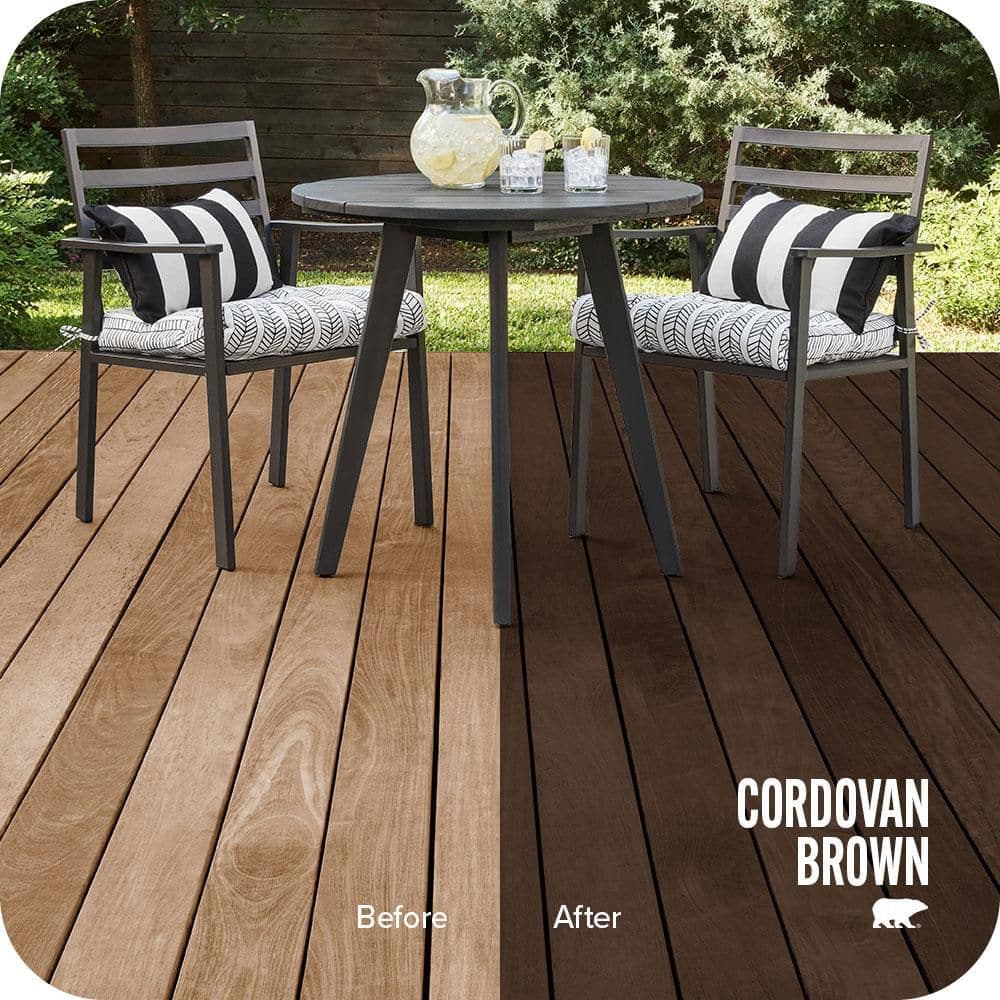 BEHR PREMIUM 1 gal. #ST-104 Cordovan Brown Semi-Transparent Waterproofing Exterior Wood Stain and Sealer (2)