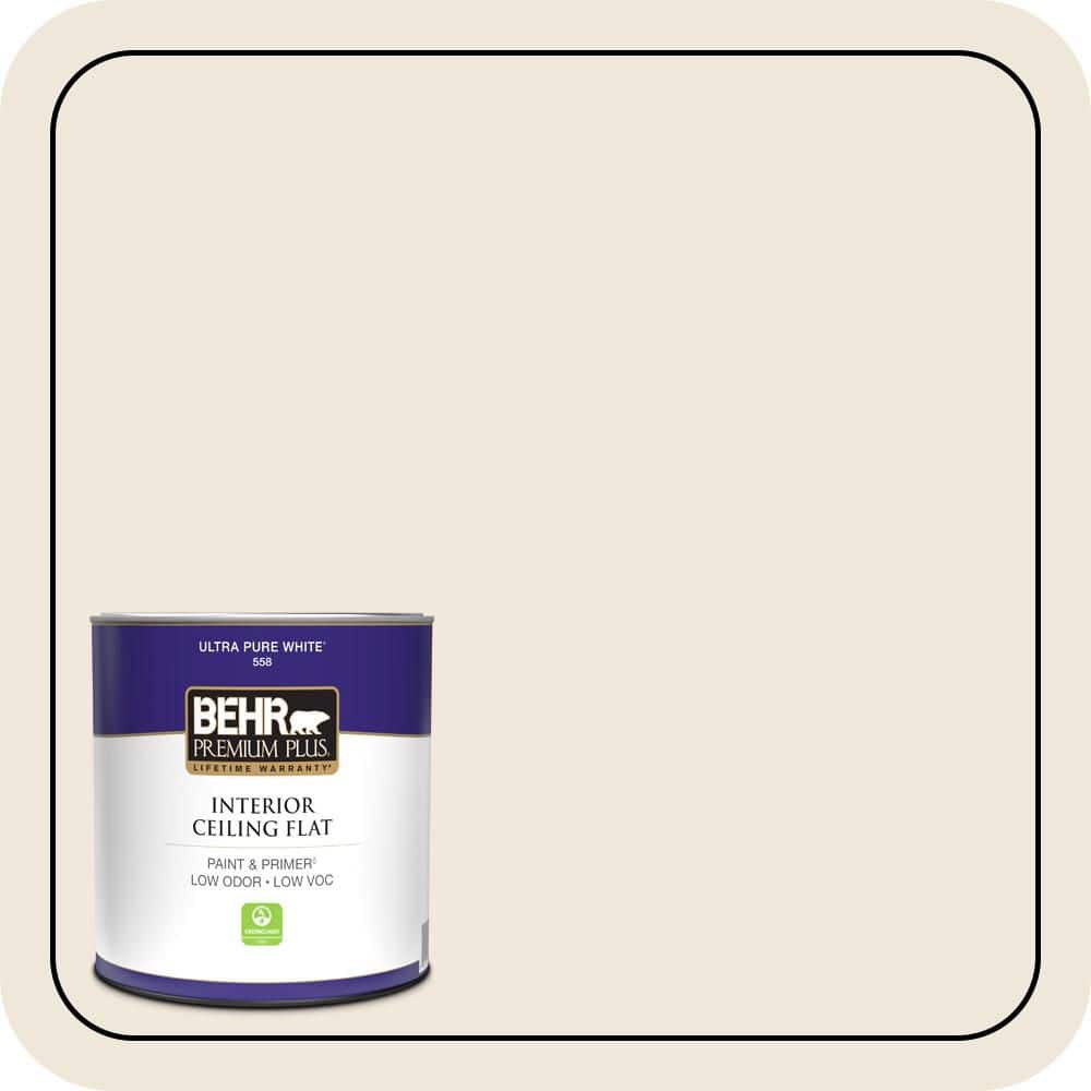 BEHR PREMIUM PLUS 1 qt. #OR-W12 Mourning Dove Ceiling Flat Interior Paint & Primer (1)