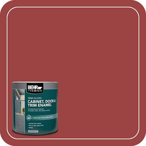 BEHR PREMIUM 1 qt. #MQ1-10 Red My Mind Semi-Gloss Enamel Interior/Exterior Cabinet, Door & Trim Paint (2)