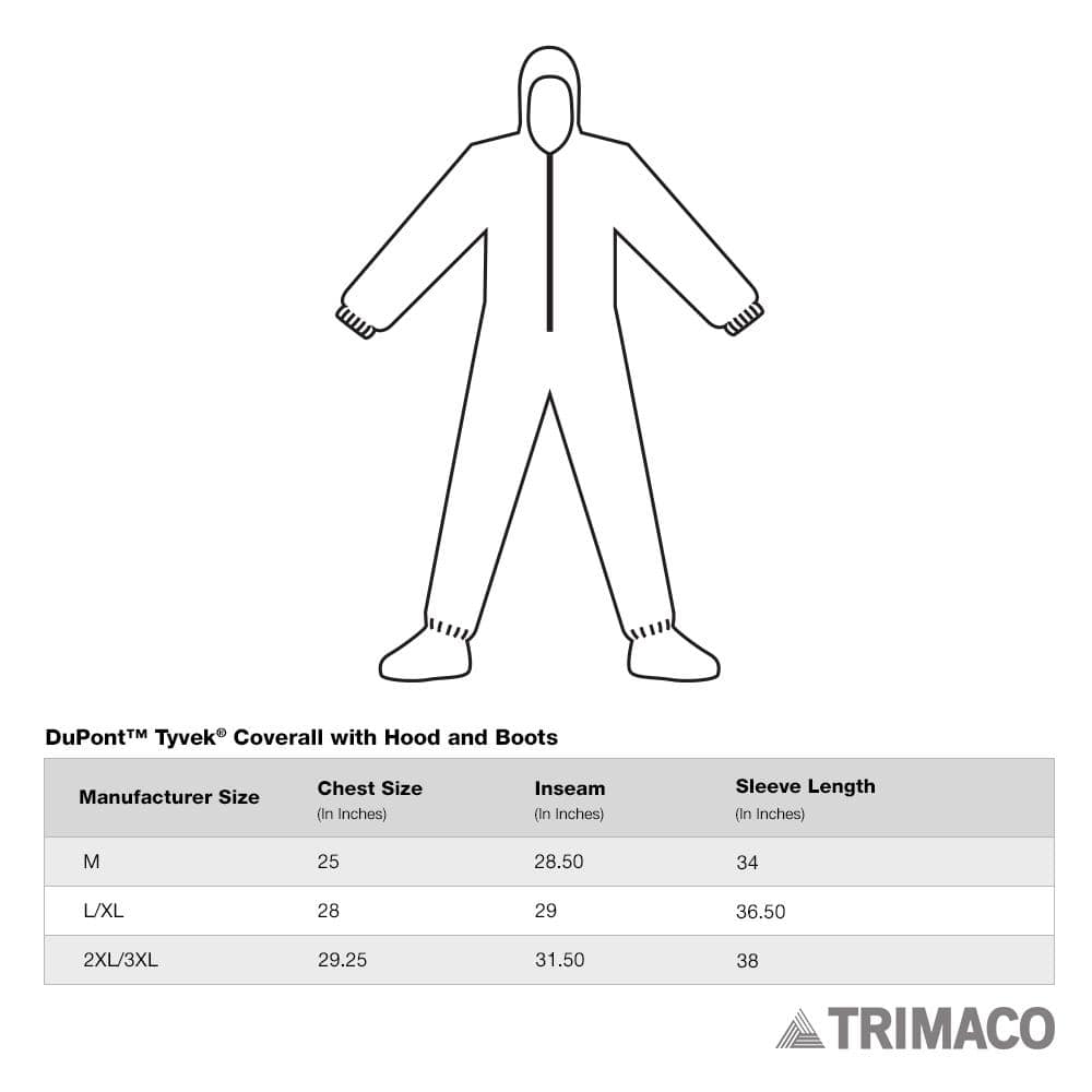 TRIMACO DuPont Tyvek 2XL Painters Coverall with Hood and Boots (3)