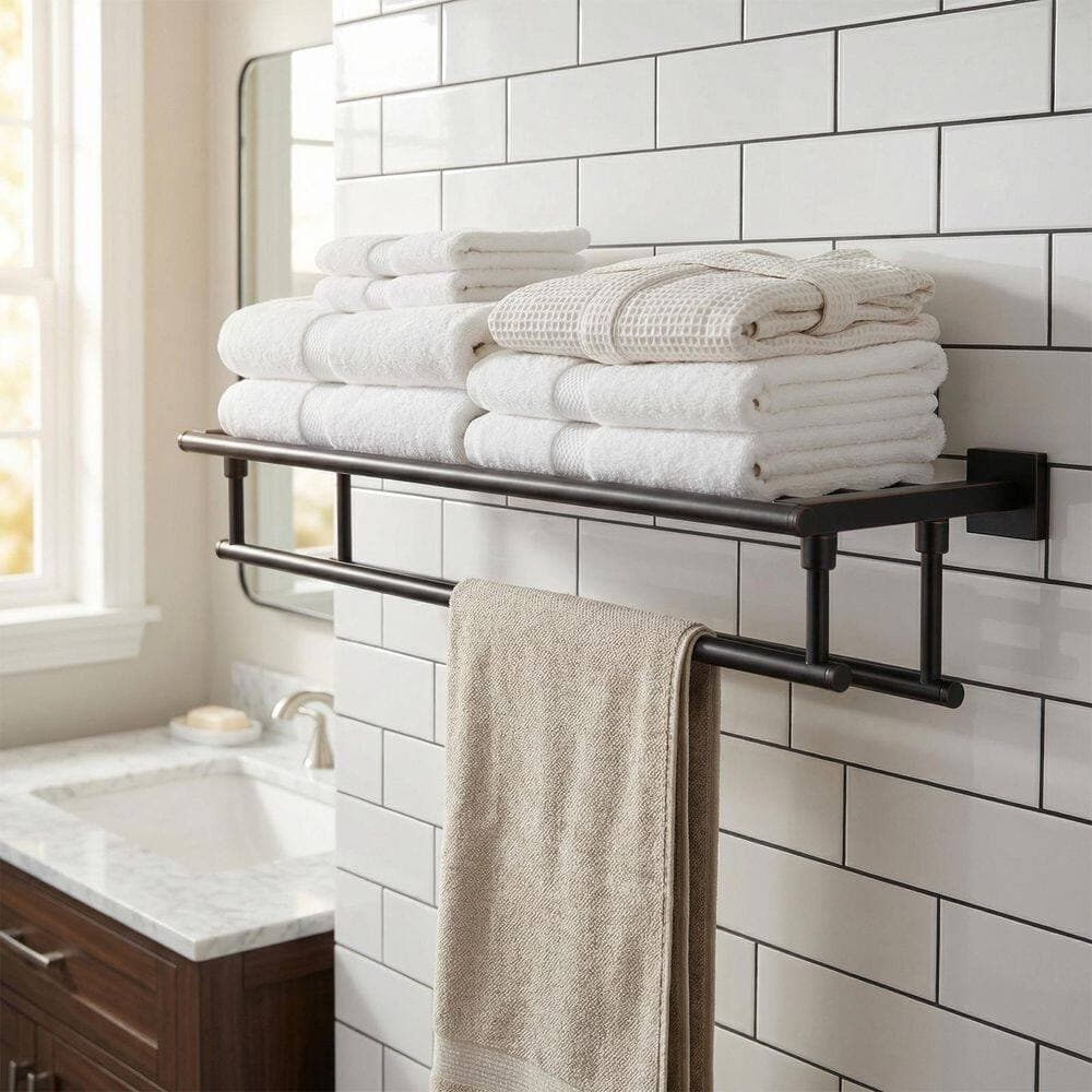WOWOW 32 in. Stainless Steel Double Towel Bar Wall Mounted Bath Towel Holder in Oil Rubbed Bronze (3)