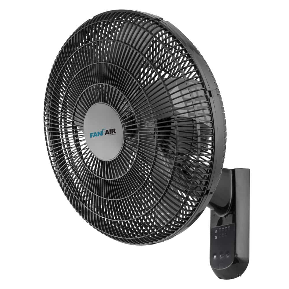 FANFAIR 16 in. 3 Fan Speeds Wall Fan with Remote Control in Black (2)