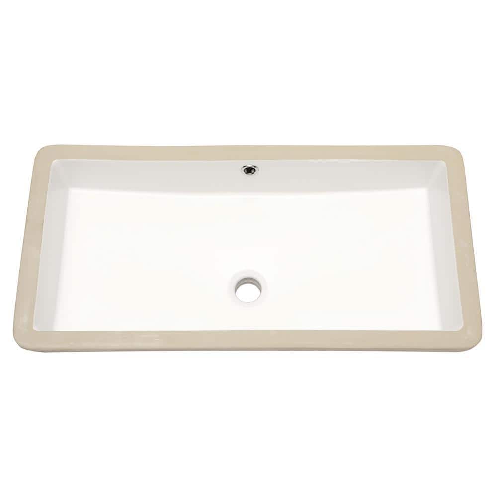 Kahomvis 28 in. Undermount Rectangular Bathroom Sink with Overflow in White Ceramic